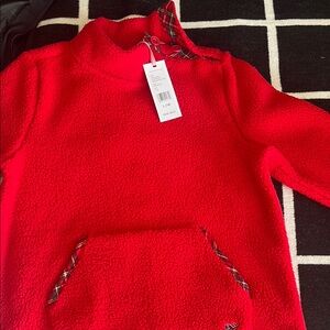 Red Fleece Pullover with Plaid Accents by Vineyard Vines